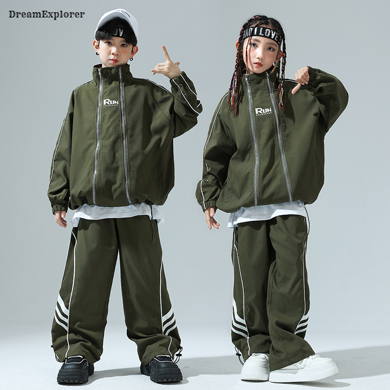 Boys Hip Hop Zipper Loose Coat - Running Gear Kids review and price